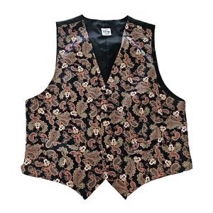 90s Vintage Mickey Mouse Paisley Vest, 100% Silk, Small Size, Retro